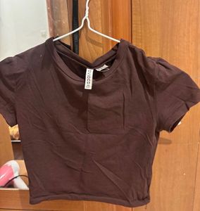 Brown Cropped T-Shirt