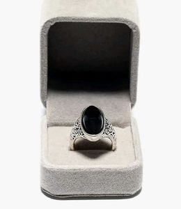 Gothic Black Stoned Grunge Ring Y2k