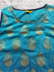 Aurelia Teal & Gold Print Top