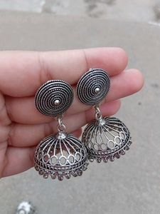Silver Jhumka Earrings