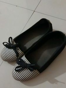 Striped Bow Ballet Flats