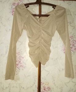 Sparkly Beige Long Sleeve Top