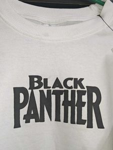 MENS BLACK PANTHER PRINTED OVERSIZED GRAPHIC TEE