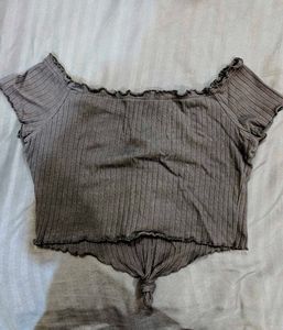 Crop Top With Lettuce Trim Edges