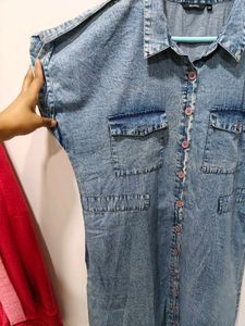 Blue Denim Looking Cute Shirt Dres