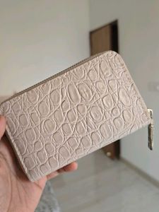 MANGO Croc Effect Beige Wallet