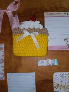 Crochet Pudding Coin Purse + Memo Card Combo 🍮☘️