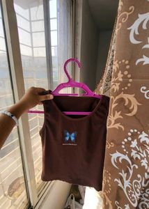 A Blue Butterfly Cute Brown Top