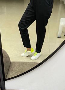 White Sneakers with Neon Green Accents