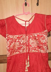 Red Embroidered Kurta