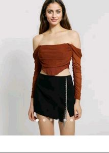 Chic Brown Off-Shoulder Top