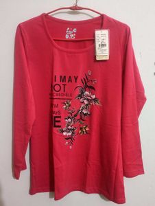 Magenta Floral Print Tshirt full sleeves