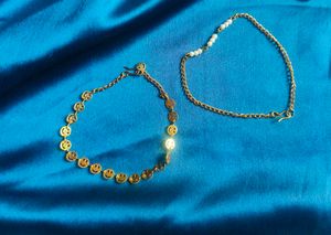 Gold Smiley & Pearl Bracelets