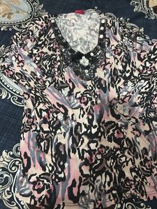 Patterned Top with Embellishments