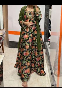 Floral Anarkali Suit with Dupatta