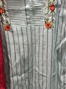 Striped Embroidered Kurta Set