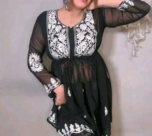 New Black Chikankari Kurti