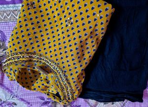 Yellow &amp; Blck Printed Kurta Set