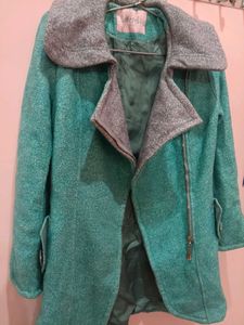 Unique Teal & Grey Wool Coat