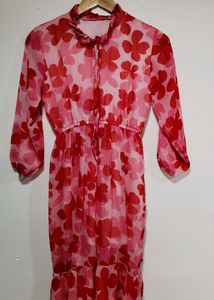 Floral Red Dress/korean
