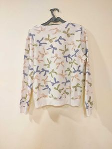 Cute Sweatshirt With Bows Print