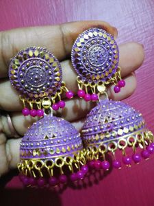Purple Jhumka Earrings