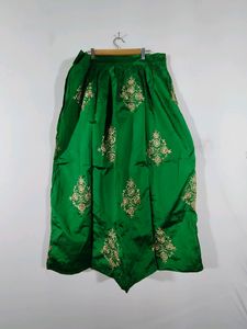 Green And Cream Embroidered Lehenga (Women's)