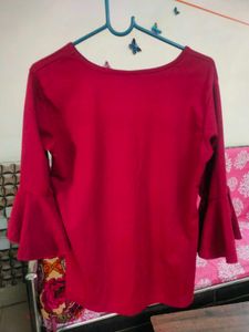 Red bell sleeve top