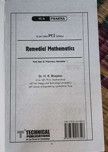 TCA PHARMA REMEDIAL MATHEMATICS BOOK