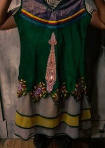 Hand Stiched Green Festive Kurta Set