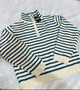 Korean Knit High Neck Zip Sweater