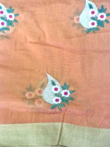Orange Embroidered Saree &amp; Blouse