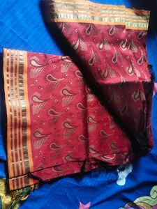Maroon Saree With Baby Drysheet
