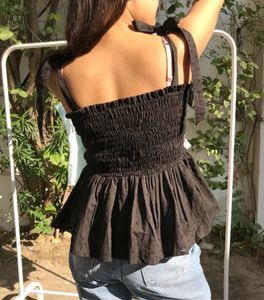 Black Tie Straps Peplum Top- Worn Once- Perfect
