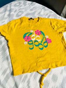 Mustard Cotton Printed Top