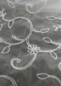 White Net Dupatta with Floral Design