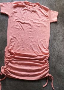 Peach Ruched Bodycon Dress