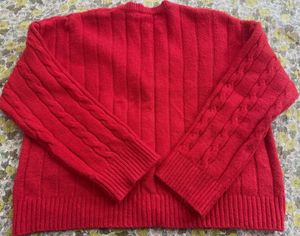 Red Cable Knit Cardigan