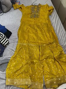 Stone work Ethnic Kurta Sharara Dupatta Set