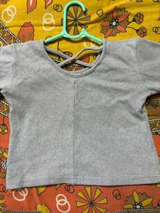 Grey Criss Cross Crop Top