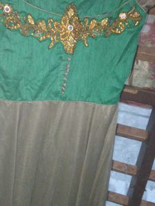 Elegant Green &amp; Grey Embellished Dress