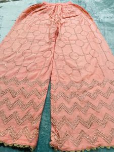 Peach Embroidery Sharara