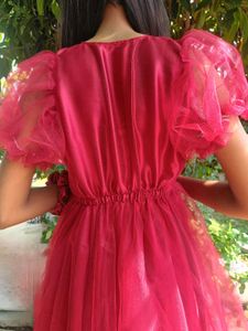 Maroon Midi Dress With Free Scrunchie