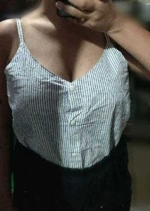 Striped Button-Down Crop Top