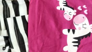 FirstCry Pink Zebra Print Pajama Set (9-12M)