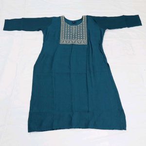 Teal Color Silver EMBELLISHED SEQUIN KURTI L SIZE