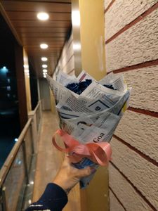 Elegant Blue Ribbon Rose Bouquet