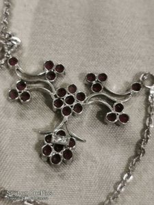 Pure Silver Necklace with Pink Gemstones