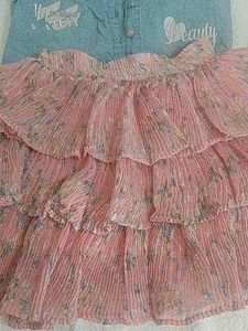 Denim Top &amp; Ruffle Skirt Set