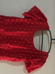 Red Printed Midi Dress